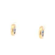 10K Yellow Gold Princess Cut Sapphire 14.9mm Huggies Hoop Earrings