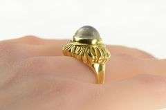 18K Yellow Gold 5.95 Ct Moonstone Sunflower Ornate Statement Ring