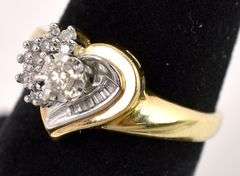 Stunning Heart Diamond Ring in 14K Yellow Gold