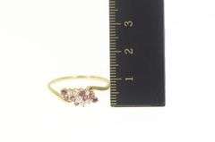 14K Yellow Gold 0.78 Ctw Natural Ruby Diamond Cluster Bypass Ring
