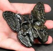 Scary 285ct Obsidian Skull Butterfly Carving