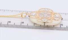 Beautiful Yellow Gold 2 Tone Mop Diamond Cut Pendant with Chain