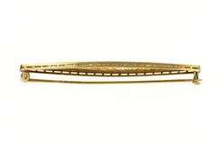 14K Yellow Gold Two Tone Ornate Floral Filigree Curved Bar Pin/Brooch