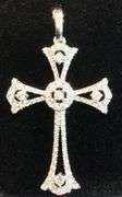 ELEGANT AND TIMELESS 18K WHITE GOLD CROSS DIAMOND PENDANT