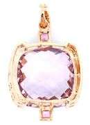 18.0ct Pink Quartz 0.25ctw Pink Sapphire and 0.25ctw Diamond Pendant in 14K