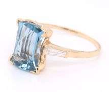 Favorite Yellow Gold Blue Spinel and Baguette Diamond Cocktail Ring