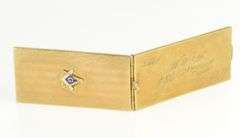 10K Yellow Gold Art Deco 47x26.7mm Masonic Enamel Card Case Pendant