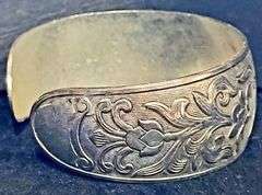 Huge 32.9 Gram Vintage Scrolling Silver Cuff Bangle Bracelet