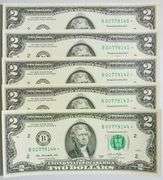 (5) Superb Crisp 2013 $2 Star Notes New York-Consecutive!