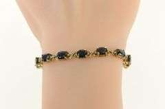 10K Yellow Gold 11.27 Ctw Natural Sapphire Diamond Tennis Bracelet