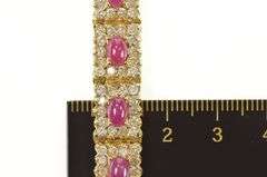 14K Yellow Gold 13.80 Ctw Ruby Cabochon Diamond Halo Tennis Bracelet
