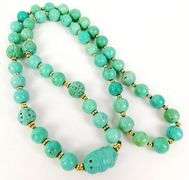 Vintage Turquoise & Gold Rondelle Necklace