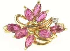 14K Yellow Gold Marquise Pink Tourmaline Diamond Accent Pendant/Pin