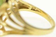 14K Yellow Gold Retro Jadeite Love Word Ornate Statement Ring
