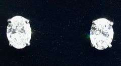 GORGEOUS AND ELEGANT 14K WHITE GOLD OVAL CUT SOLITAIRE DIAMOND STUD