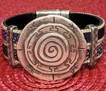 Vintage Style 47.8 Gram Aztec Wheel of the Moon Bangle Bracelet