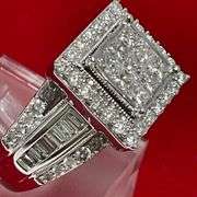 CERTIFIED 14K WHITE GOLD AND DIAMOND RING. 2.50 CARATS