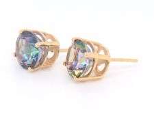 Gorgeous Yellow Gold Mystic Topaz Stud Earrings