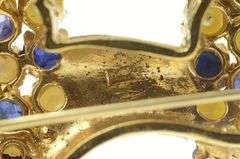 14K Yellow Gold 1960's Pearl Sapphire French Poodle Dog Pin/Brooch