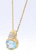 925 Sterling Silver Blue Topaz Pendant on Chain Necklace