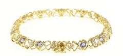 10K Yellow Gold Tanzanite Diamond X Criss Cross Statement Bracelet