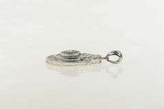 18K White Gold Tear Drop Baguette & Round Cluster CZ Pendant