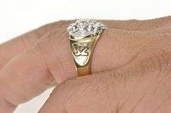 10K Yellow Gold Ornate Diamond Men's Masonic Eagle Ring