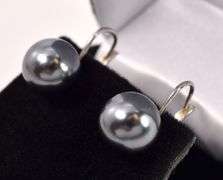 Sterling Silver Black Pearl Dangle Earrings
