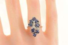 14K White Gold 1.88 Ctw Natural Sapphire VVS Diamond Cocktail Ring