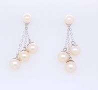 Prime White Gold Pearl Dangle Earrings