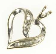 10K White Gold Curvy Heart Love Symbol Classic Romantic Pendant