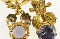 14K Yellow Gold Victorian Amethyst Leaf Dangle Clip Back Earrings