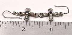 Sterling Silver Cross Black Onyx Dangle Earrings