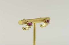 14K Yellow Gold 2.00 Ctw Emerald Cut Ruby Diamond Stud Earrings