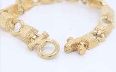 Incredible Square Greek Key Link Station Bracelet in Yellow Gold