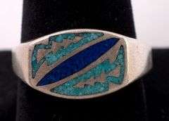 Sterling Silver Turquoise and Lapis Lazuli Ring