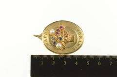 14K Yellow Gold Retro Birthday Pearl Syn. Ruby Sapphire Charm/Pendant