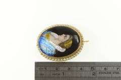 14K Yellow Gold R Blancher Limoges Ornate Pearl Oval Pendant/Pin