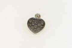 14K White Gold Red Enamel Pave Diamond Heart Pendant