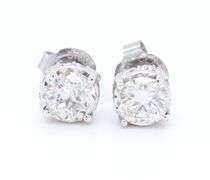 Brilliant White Gold 1.30ctw Diamond under Halo Stud Earrings