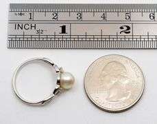 Feminine Lustrous Pearl Ring in 14K WG