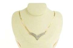 10K Yellow Gold 1.25 Ctw Baguette & Round Diamond Chevron Necklace