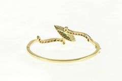 14K Yellow Gold 2.00 Ctw Navette Emerald Diamond Bangle Bracelet