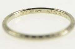 18K White Gold Art Deco Grooved Pattern Wedding Band Ring