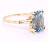 Favorite Yellow Gold Blue Spinel and Baguette Diamond Cocktail Ring