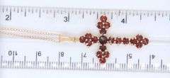 Divine Yellow Gold Garnet Cross Pendant on Chain Necklace
