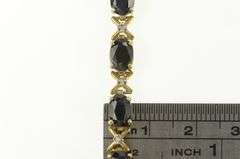 10K Yellow Gold 11.27 Ctw Natural Sapphire Diamond Tennis Bracelet