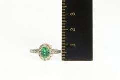 14K White Gold 1.43 Ctw Emerald Diamond Halo Engagement Ring