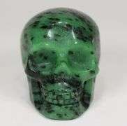 Detailed 675ct Zoisite skull carving