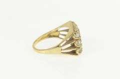 14K Yellow Gold Retro Squared Sim Pearl Cluster Statement Ring